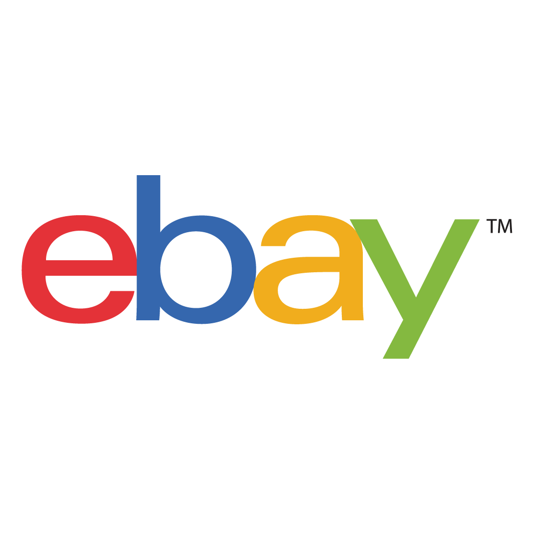 Colorful eBay logo on a clear background