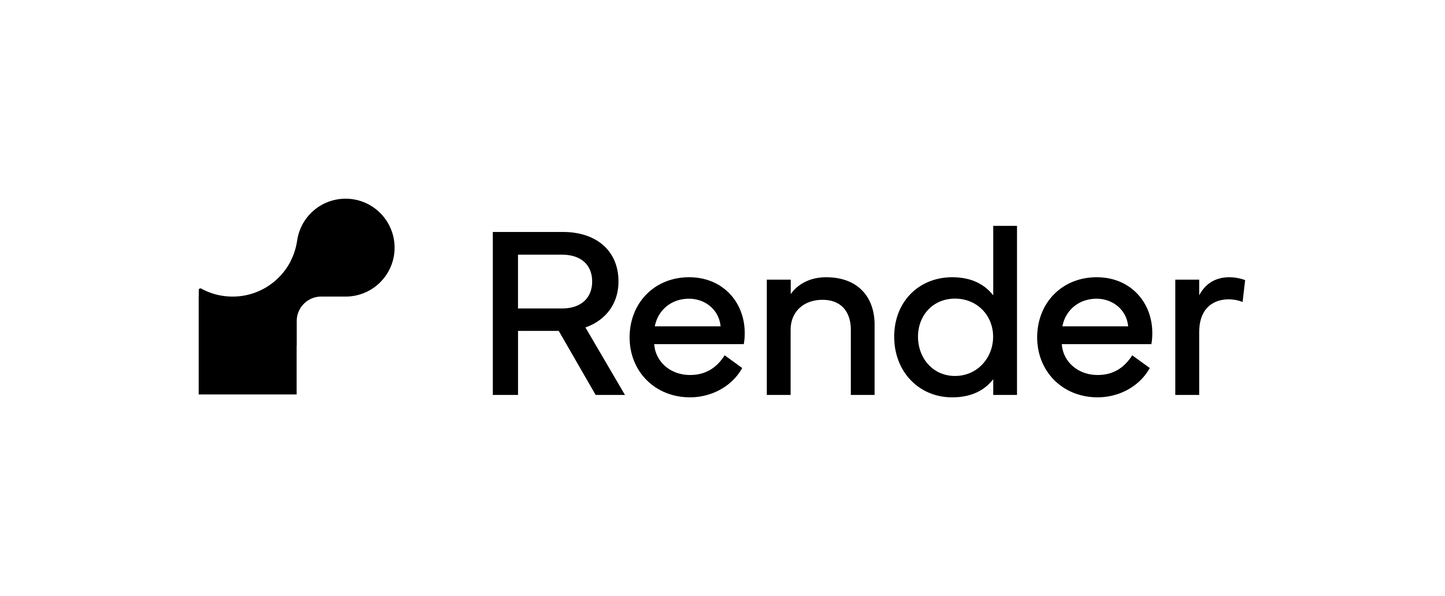 black render text and logo on a clear background