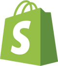 green colored shopify bag with S on a clear background