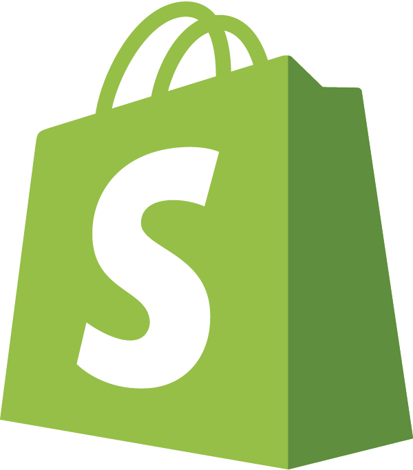 Green shopify bag with a white 'S' logo on a clear background