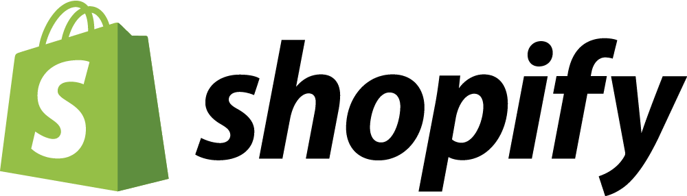 green shopify bag with S logo and shopify text next to the logo on a clear bacground