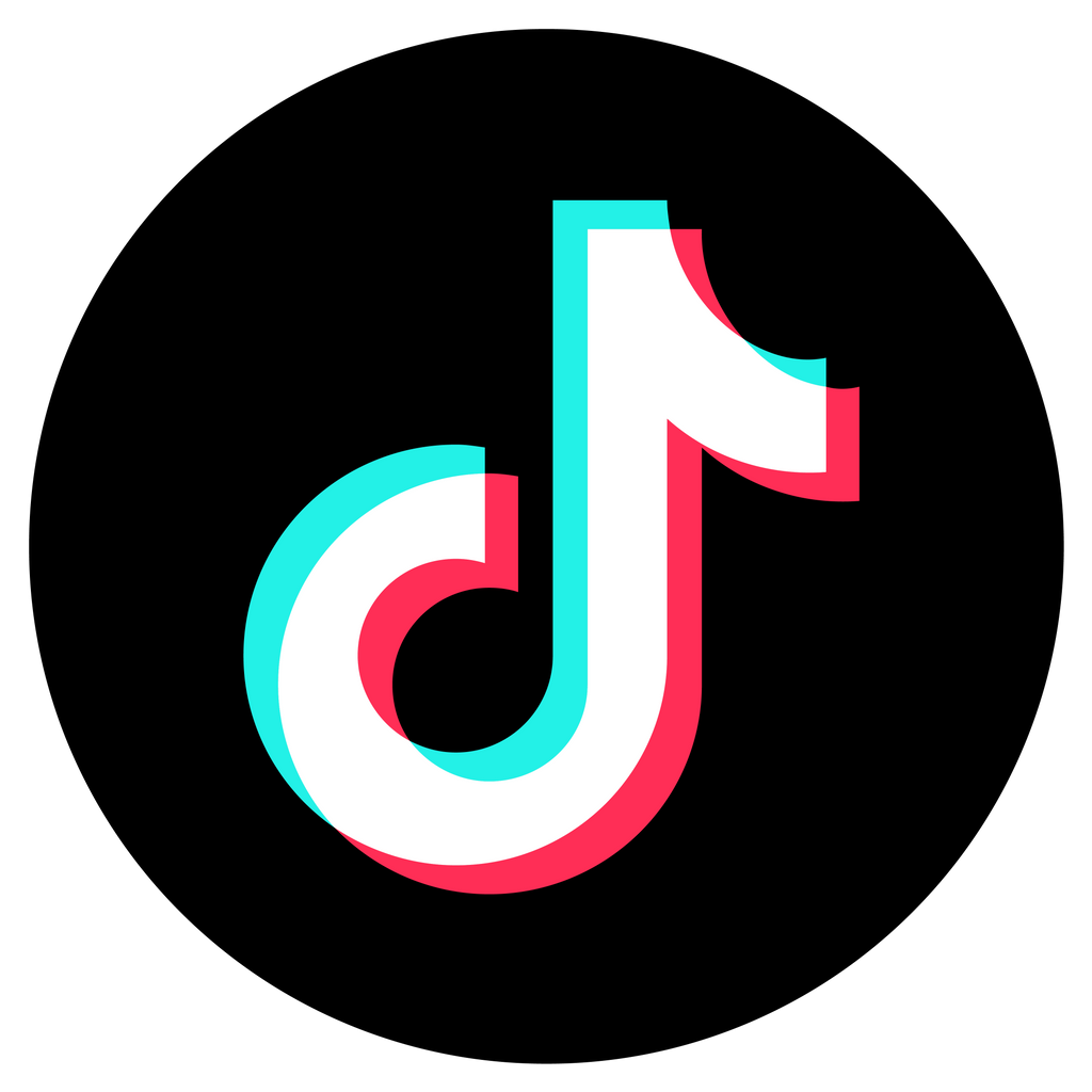 TikTok logo with a colorful design on a black background