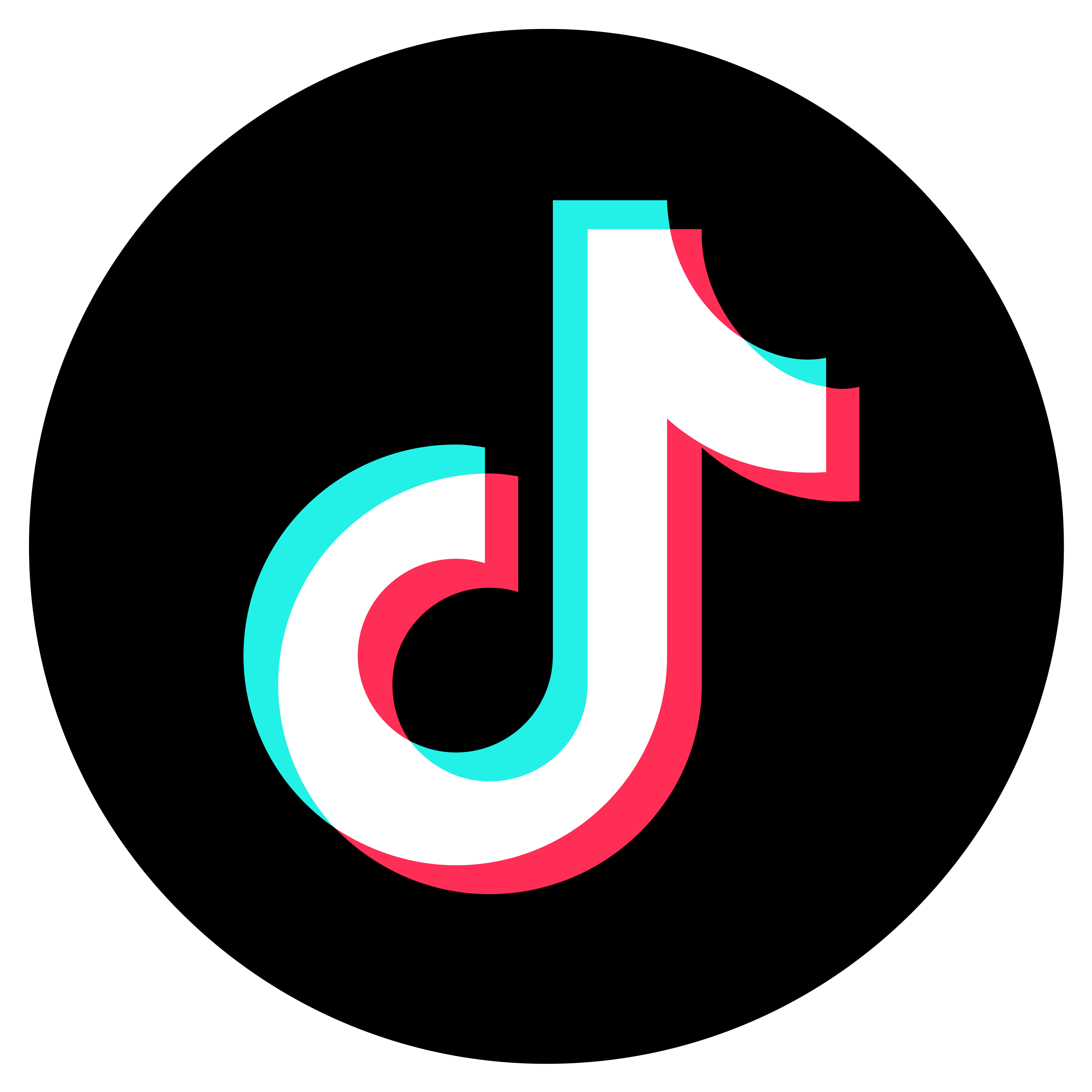TikTok logo with a colorful design on a black background