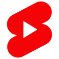 A bold red abstract youtube shorts logo icon with a white triangular play-button shape in the center, shown on a transparent background.